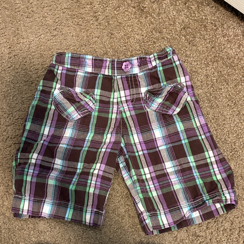 Jumping Beans Plaid Shorts in Purple and Green